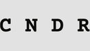 The letters C, N, D, and R are printed in black serif font on a solid gray background.